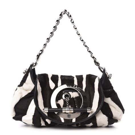 CHRISTIAN DIOR Pony Hair Zebra Print Jazzclub Shoulder Bag 